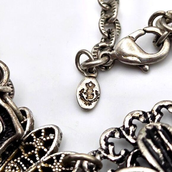 Vintage Premier Designs Silvertone Openwork Floral Bib Statement Necklace - Picture 5 of 6